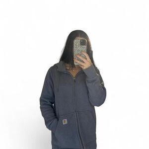 Carhartt Gray Hoodie with Orange Logo